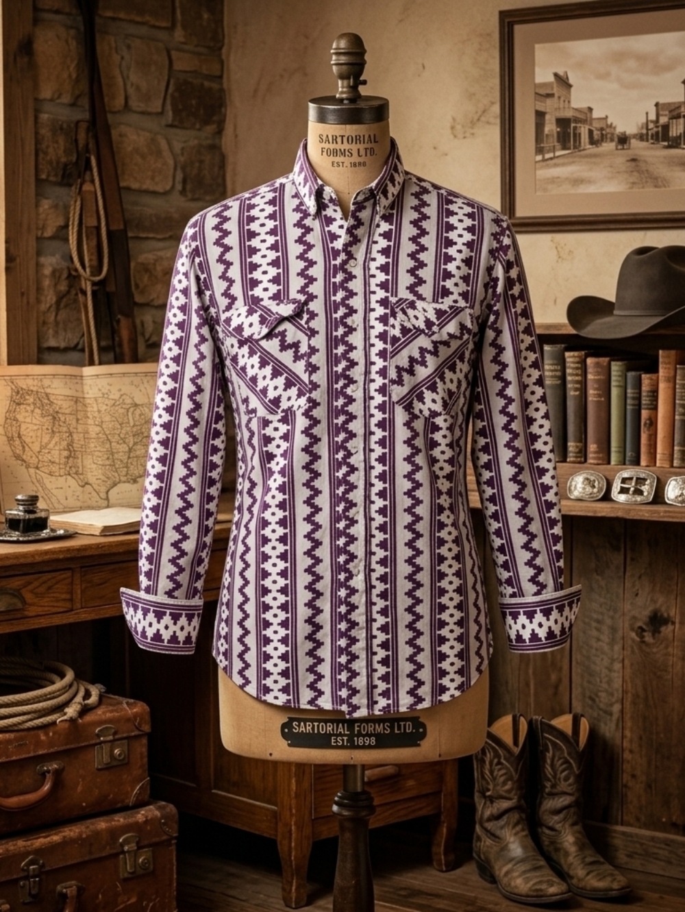 MWG Western Craft Vintage Aztec Pearl Snap Shirt Made in Canada 90s Western